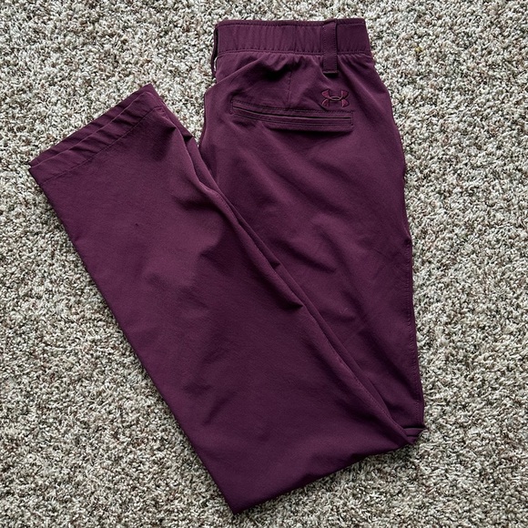 Rare *UNDER ARMOUR Loose* wicking lightweight casual golf ⛳️ pants - 32 - Plum! - Picture 3 of 4